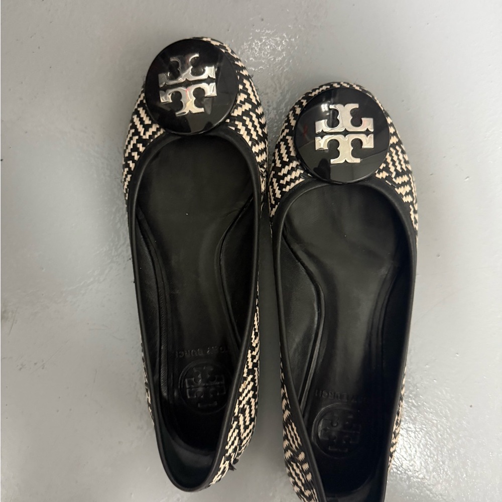 Tory Burch Black and White Women's Flats